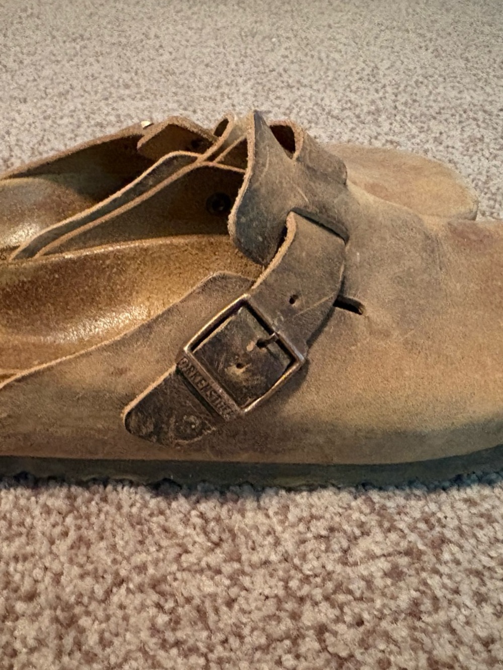 Birkenstock Brown Suede Slip-On Clogs with Buckle - Picture 3 of 7